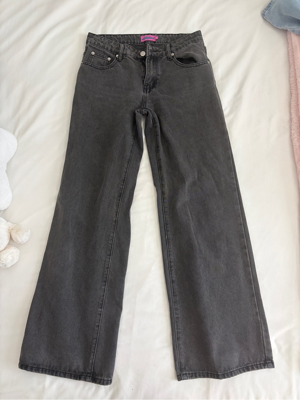 Edikted Low Rise Baggy Washed Black Jeans Size Small - Picture 4 of 6